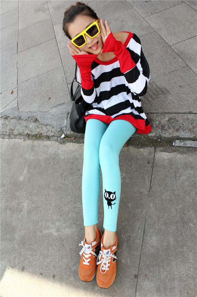 Q805 小猫卡通打底裤 (6)