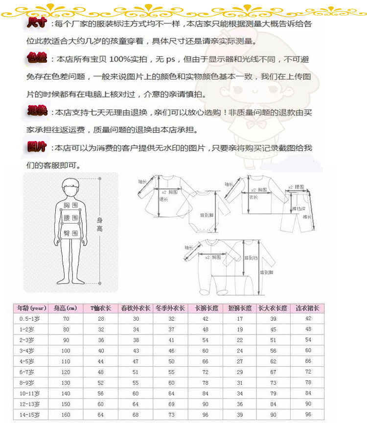 尺碼說明