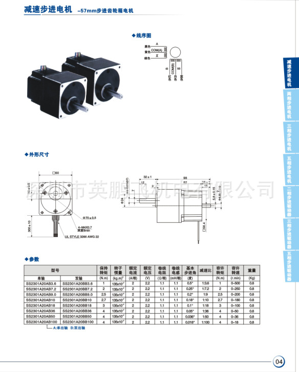 57减速步进电机详细资料