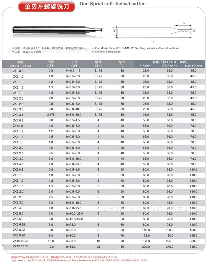 单刃左螺旋铣刀-1