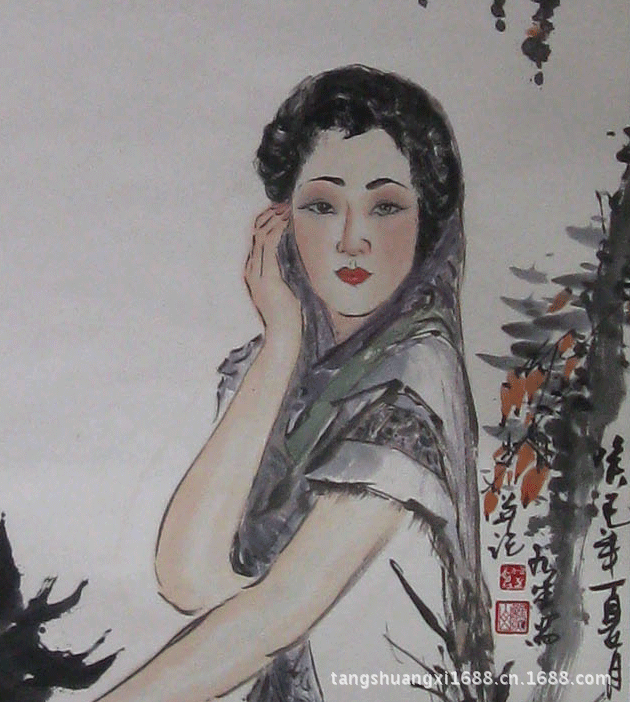 仿名家字画批发酒店装饰画收藏三尺写意国画人物画仕女图7477