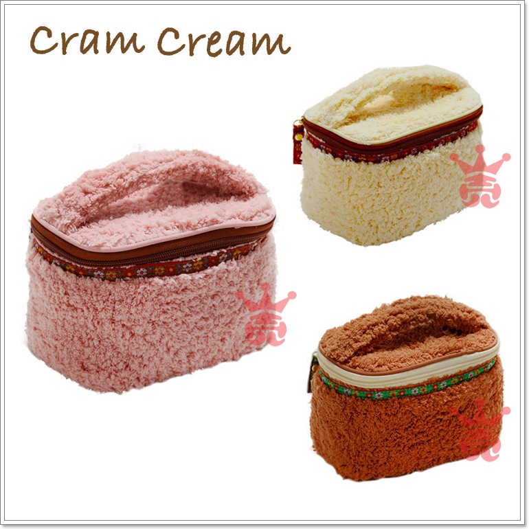 日本cram cream秋冬美麗絨/珊瑚絨手提化妝收納包 手提箱 滿包郵工廠,批發,進口,代購