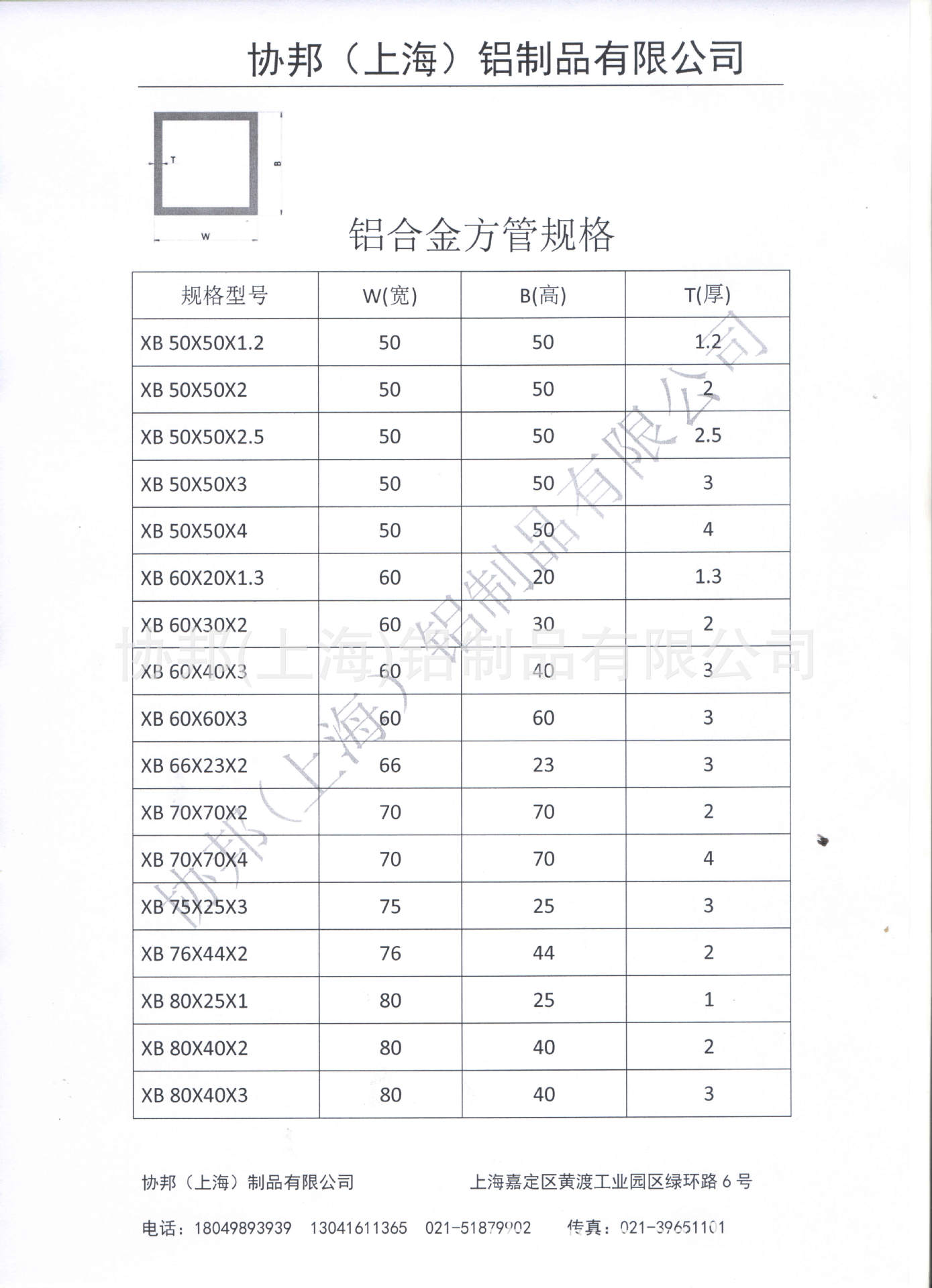 方管规格表23