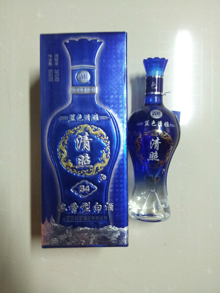 批发供应盒装 清照蓝色清雅34°浓香型白酒6*600ml 厂家直销