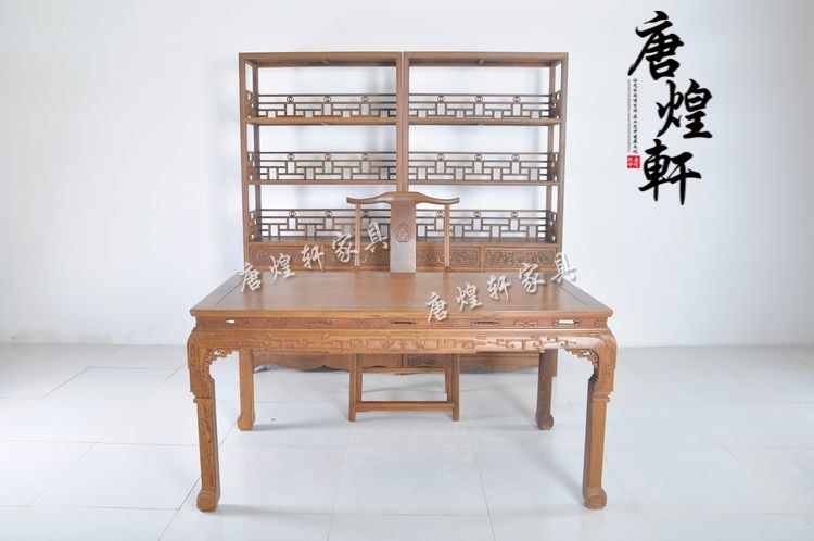 鸡翅木书柜四件套 (14)