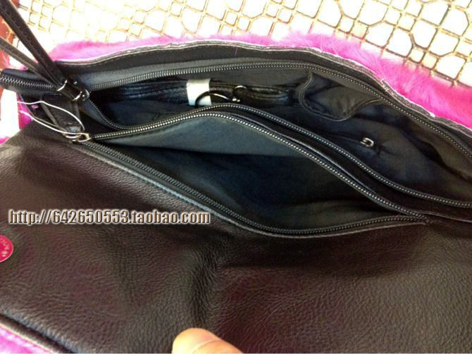 拉鏈裝飾高端兔毛皮草手拿包單肩包女包