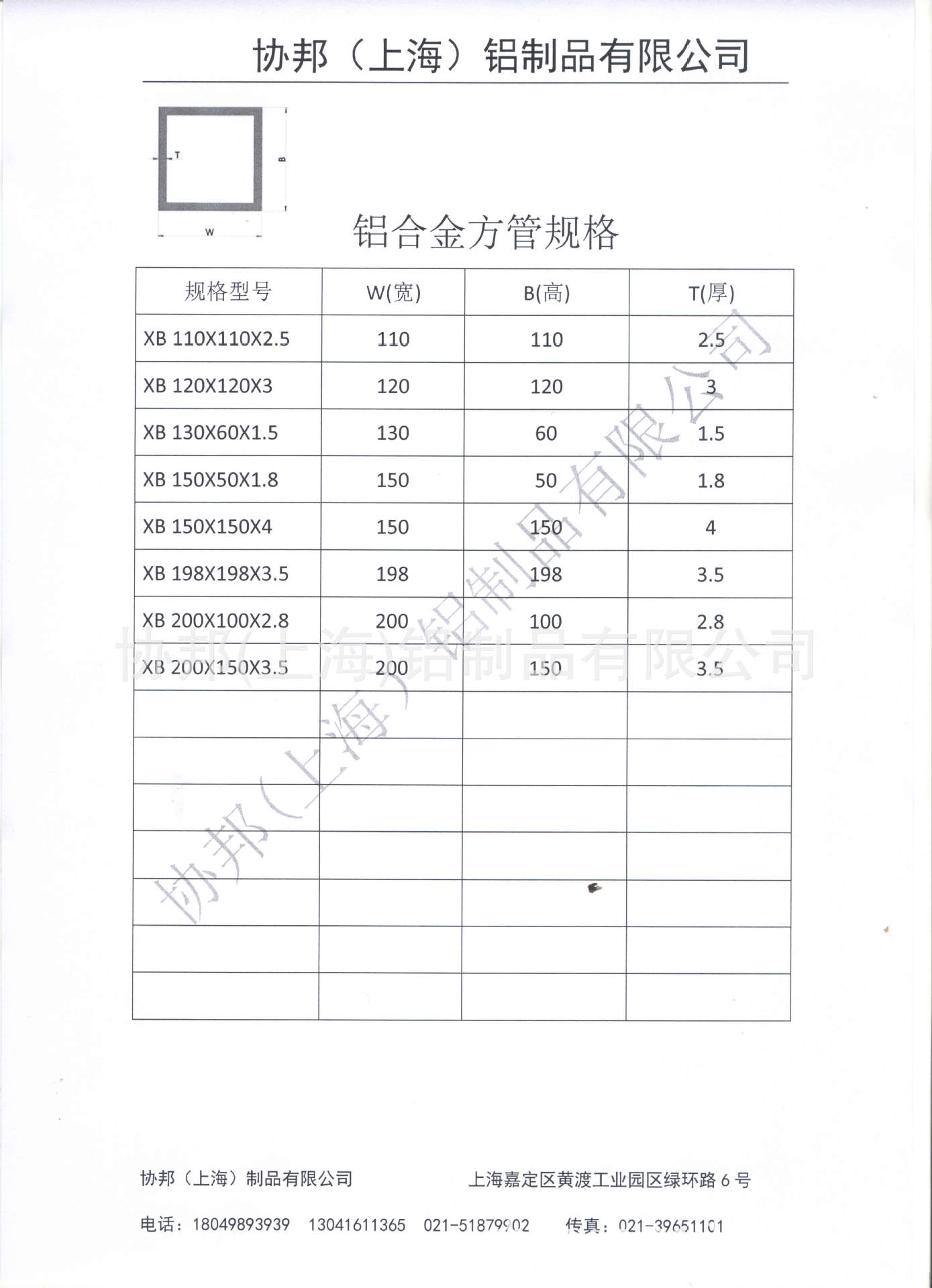 方管规格表25