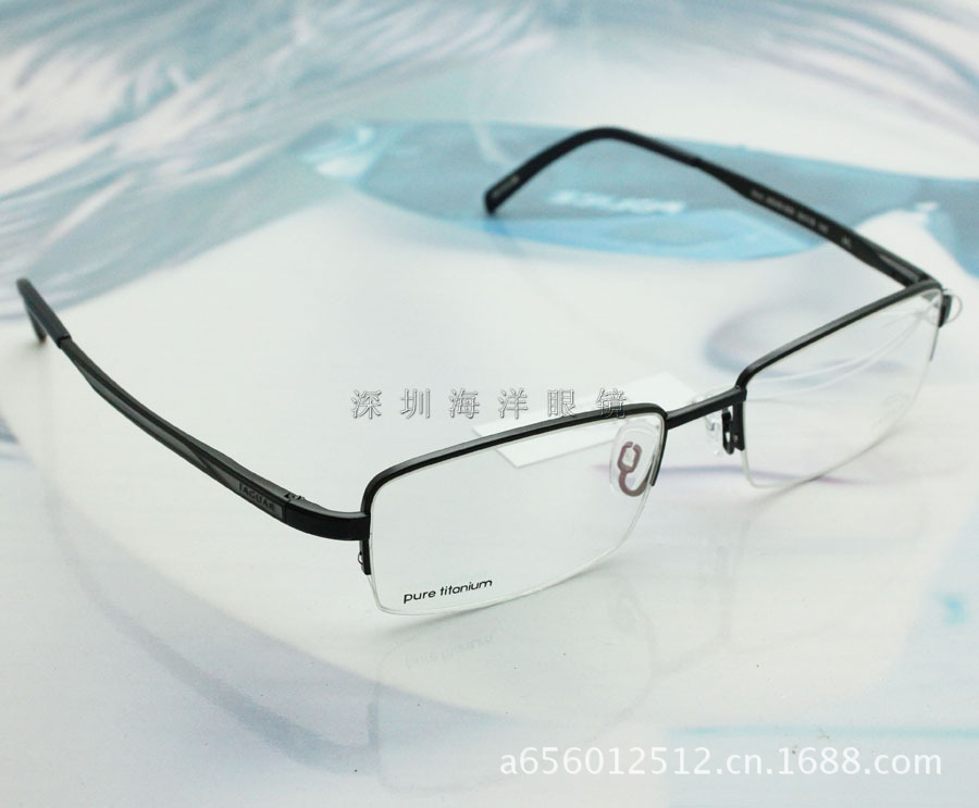 男士半框近视纯钛眼镜架深圳批发|36049品牌钛架光学眼镜架ip电镀