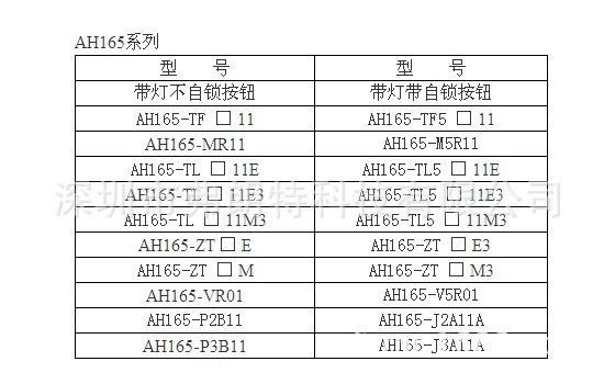 AH165系列型号