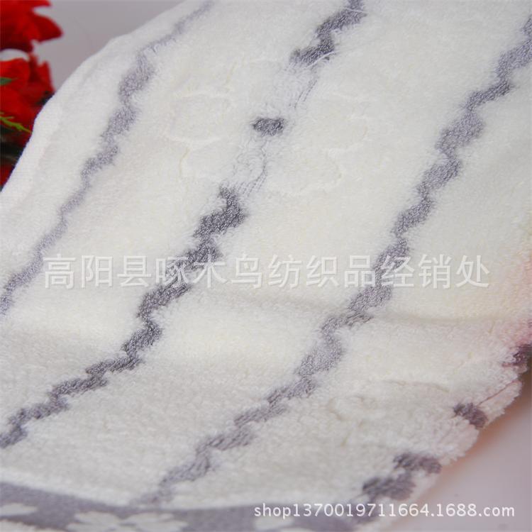 纯棉无捻水纹条梅花毛巾