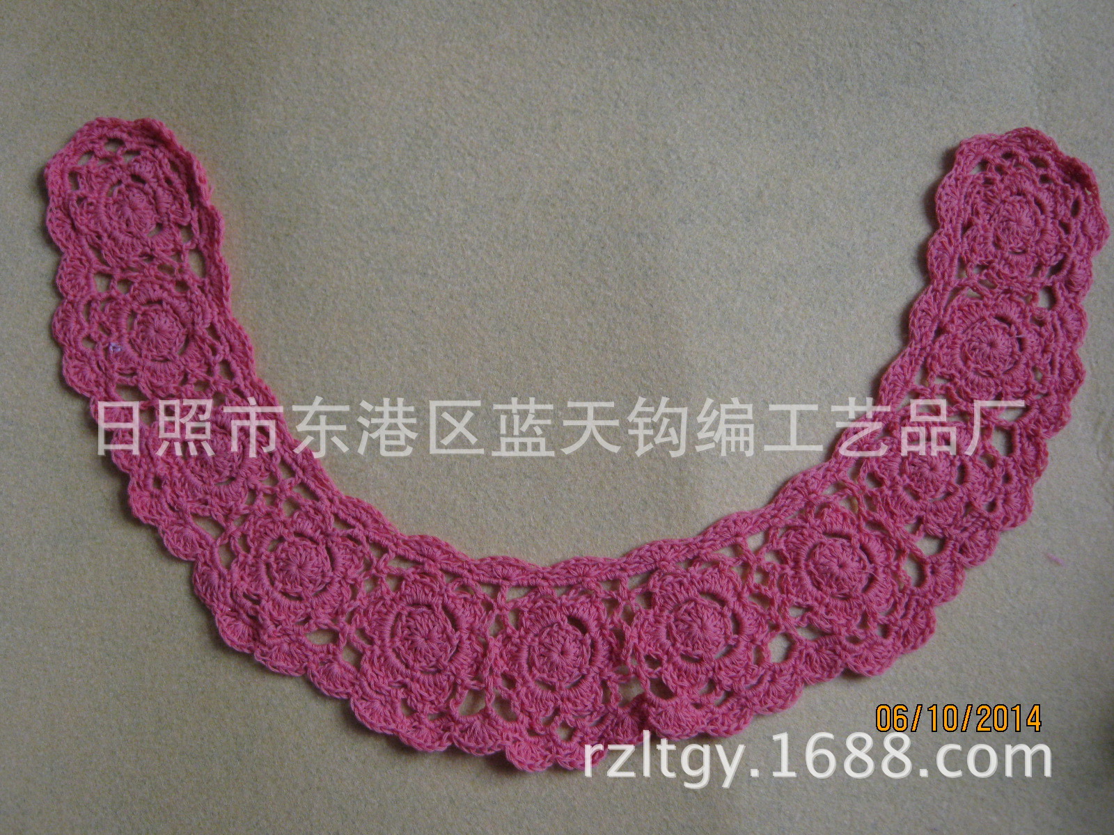 棉线领花钩花,棉线钩花边,手钩花,手工钩花边