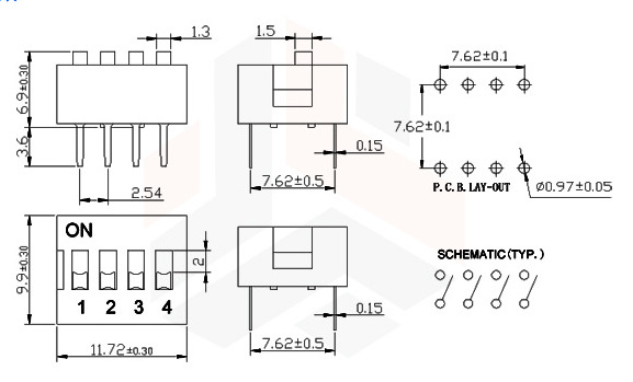 厂家供应5pin ds 拨码开关