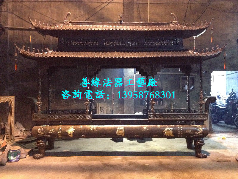 SY-0018铜二层长方八龙柱香炉
