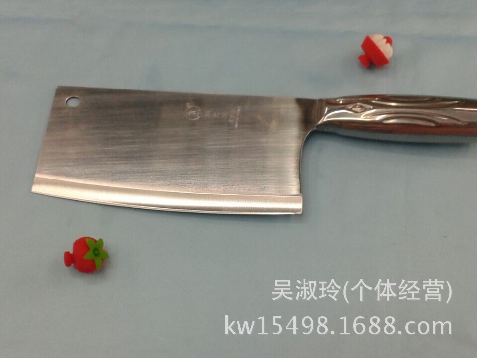 厂家直销kw-qq808不锈钢条纹钢柄菜刀 肉片刀 砍骨肉 新品快切刀