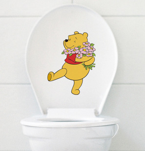 时尚创意hellokitty卫浴防水卡通马桶贴 可爱【轻松小熊】维尼熊