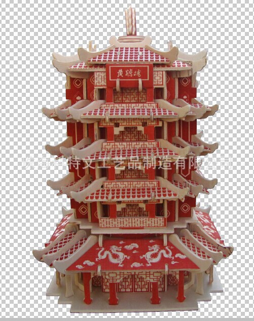 模型玩具益智/3d木制仿真拼图/ 立体模型diy模型/黄鹤楼模型玩具图片