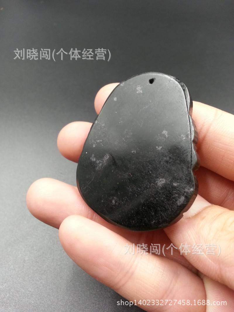 特价正品a货 天然玉石 新疆和田墨玉蛇纹玉莲花观音玉挂件吊坠