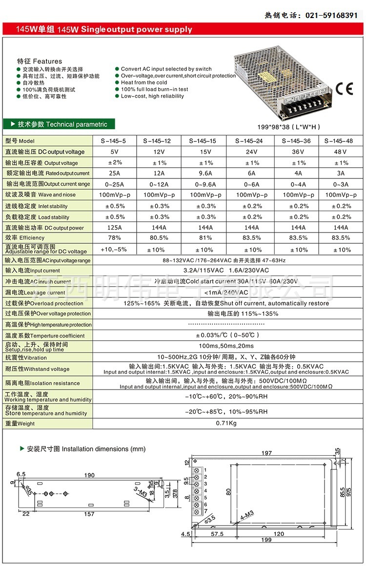 145W参数