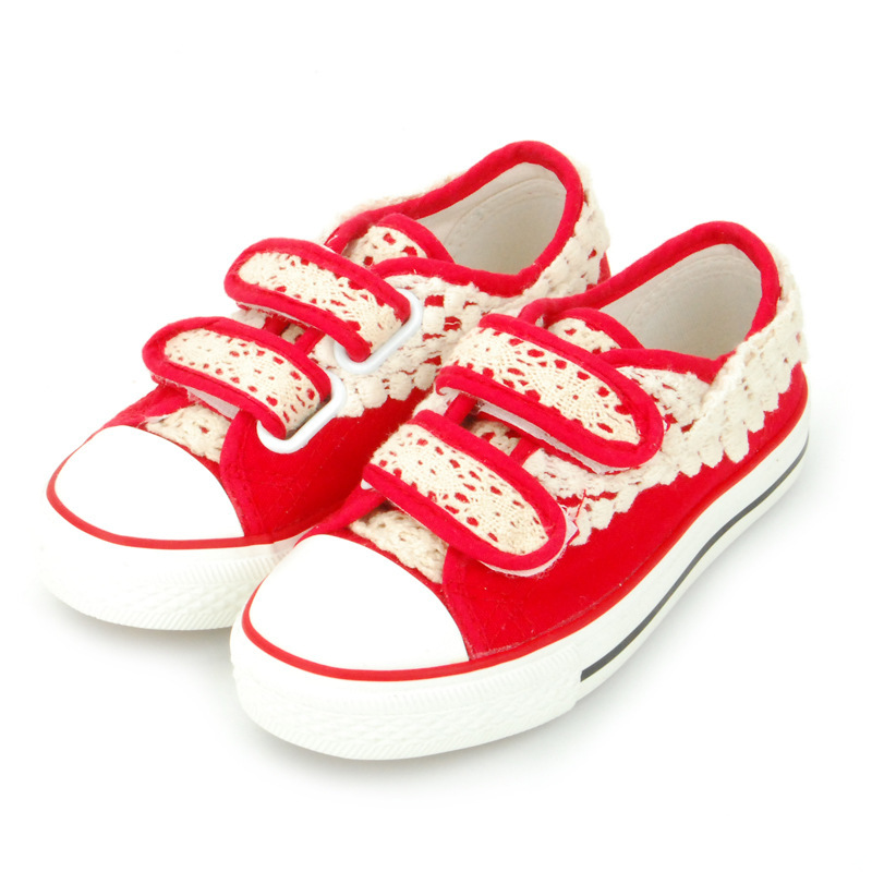 2014秋季 新款 蕾丝 拼接时尚女童帆布鞋 童鞋休闲批发B-619