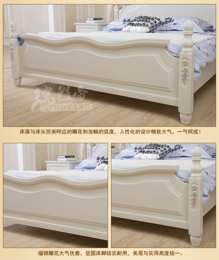 新品特惠美式实木床 美式乡村双人床 现代排骨架高箱实木床双人