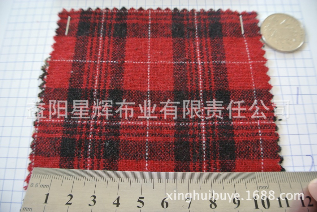 粗纺羊毛呢色织格子布,童装女装抱枕靠枕服装面料,YK60