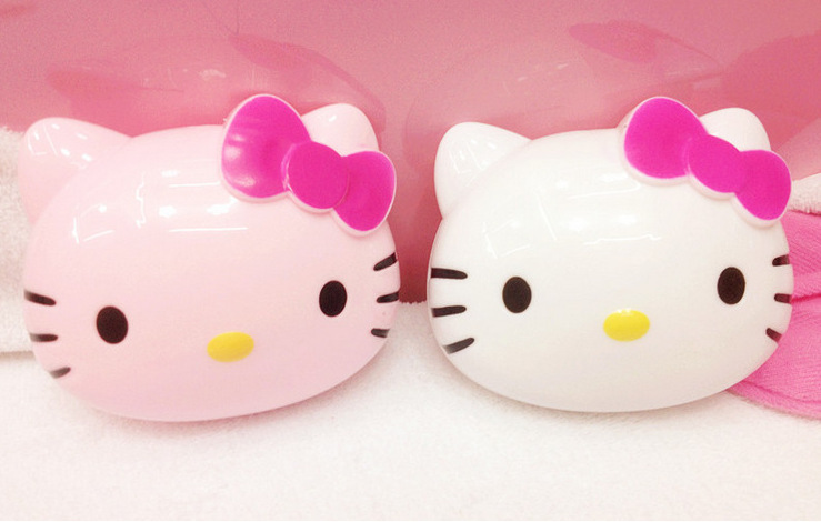 hello kitty 可爱猫头隐形眼镜盒 kt猫立体护理水盒 kt卡通伴侣盒