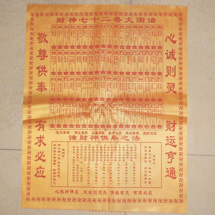 45*58cm 布质仙家香火图谱 烧香拜佛香谱图图解 转运化煞点香图解图片
