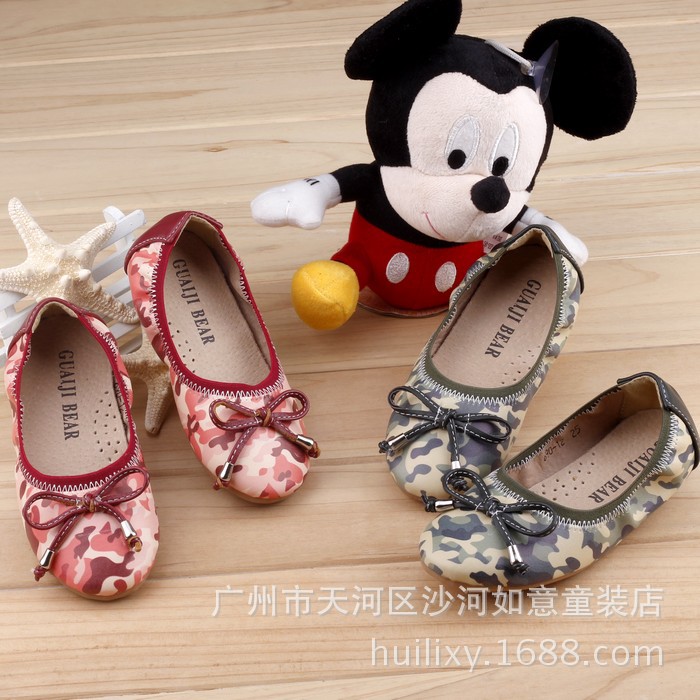 热销 2014秋季新款韩版童鞋批发女童迷彩一脚蹬公主鞋儿童单鞋