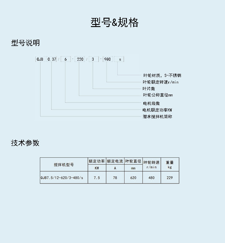 QJB型潜水搅拌机 - 7.5kw