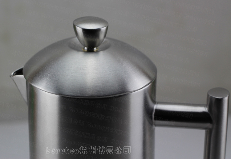 【供应600毫升沙钢不锈钢咖啡壶 进口不锈钢双层咖啡.