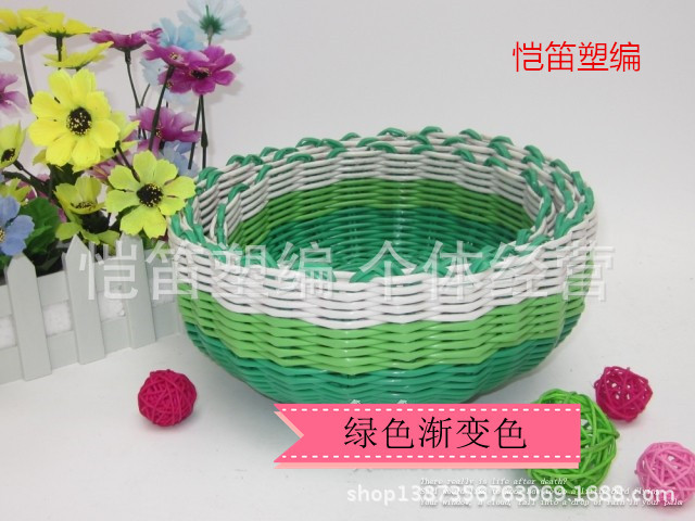 pp塑料管编织收纳筐编织篮纯手工编制洗衣桶圆形脏衣篮收纳篮图片_6
