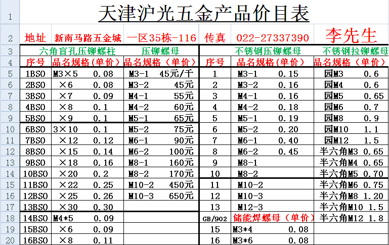 壓鉚柱 壓鉚母 不銹鋼拉鉚母