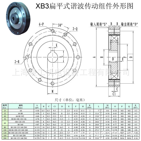 订做XB3扁平式谐波减速机 钢轮柔轮波发生器三大件 厂家直供