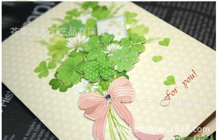 韩国进口woodcard通用祝福卡片 感谢感恩贺卡 精美四叶草表白卡片