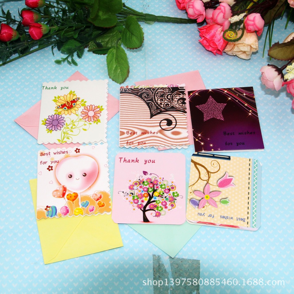 韩国版创意 可爱对折卡通小卡片带信封批发小贺卡 祝福小贺卡批发