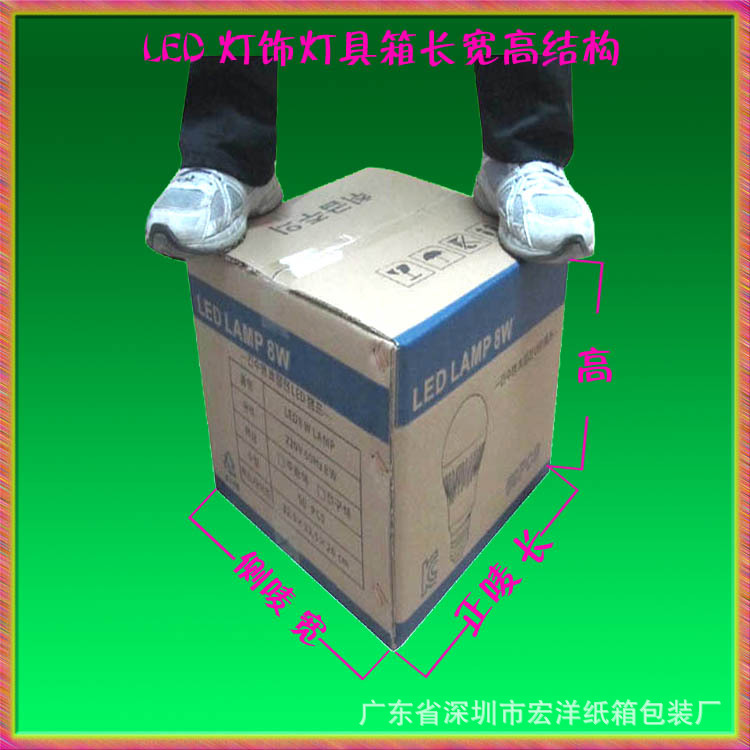 藍(lán)色印刷+色帶印刷效果 1LED燈飾燈具紙箱正嘜側(cè)嘜藍(lán)色印刷圖 長寬高分布圖片