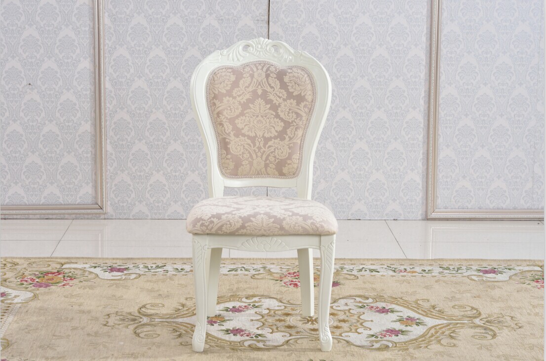 欧式白色餐椅 奢华浪漫高档法式实木餐椅 欧式家用餐厅扶手餐椅