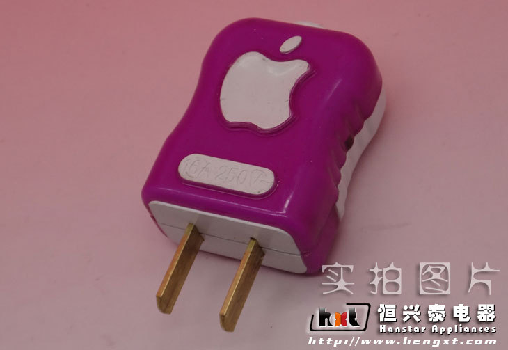 咖扬030苹果红高级二极固定电源插头一体成型摔不烂大体积易接线