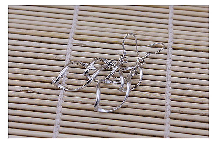 韩国版925纯银树叶时尚耳饰品长款流苏双扭耳环耳坠