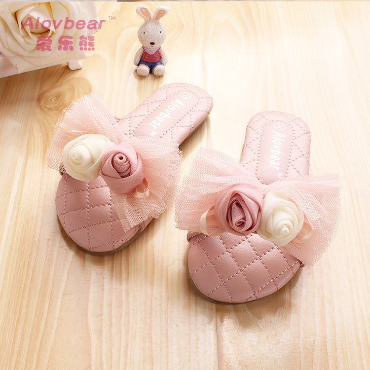 2014夏季新款儿童拖鞋韩版女童拖鞋批发 花朵软底一字拖鞋潮T02-1