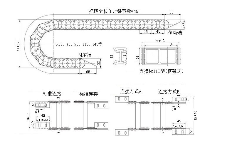 成都盐庆    穿线拖链     桥式拖链 钢铝拖链规格齐全