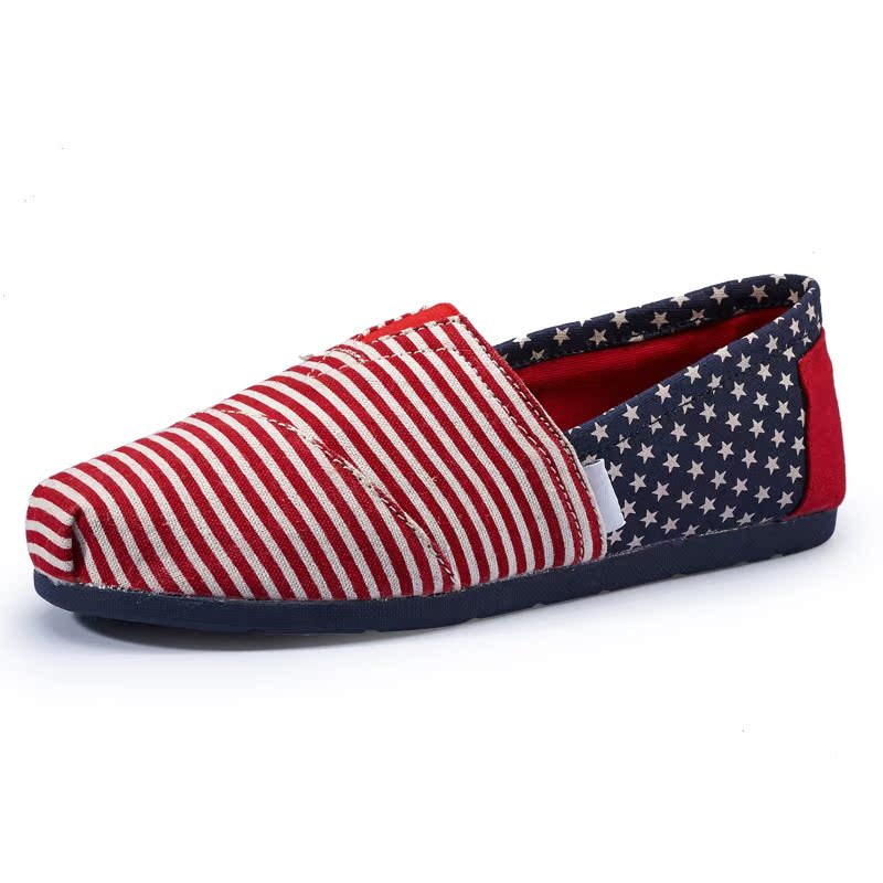 2014新款休閒布鞋條紋單鞋子 低幫淺口帆布鞋 時尚男女情侶鞋【免運費】