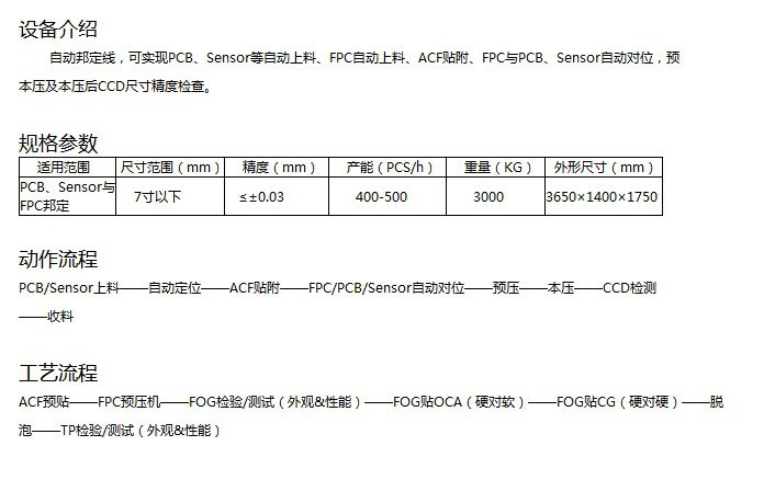 自動FPC參數