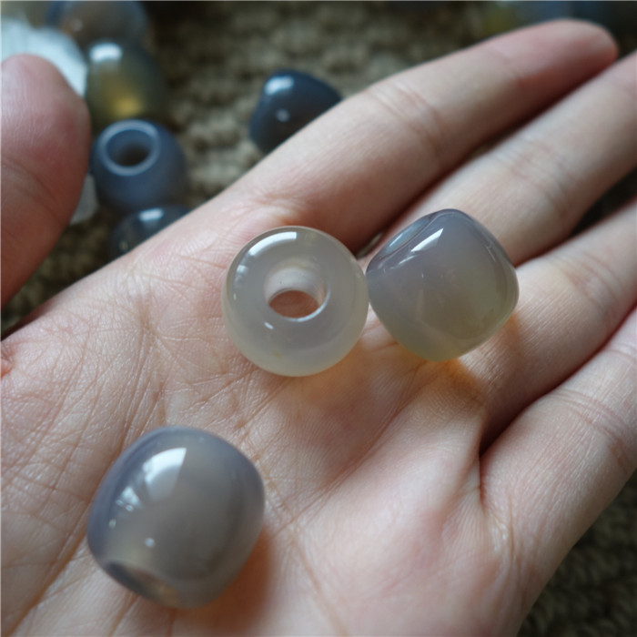 巴西天然石灰玛瑙路路通大孔桶珠吊坠手工diy配件15x17