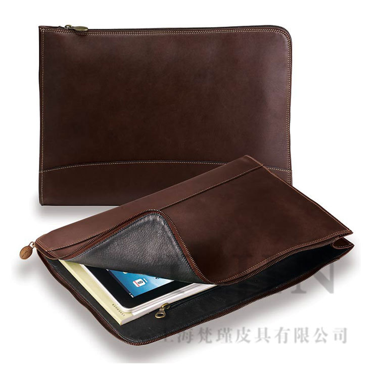 头层油蜡皮ipad文件包 真皮休闲商务拉链包定做LOGO 上