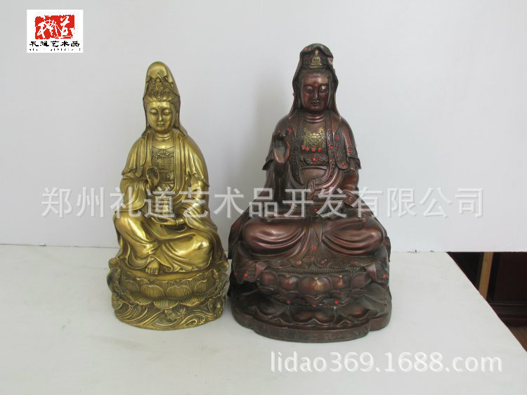 观音铜像高37cm长24cm宽19cm重4.7kg (7)[