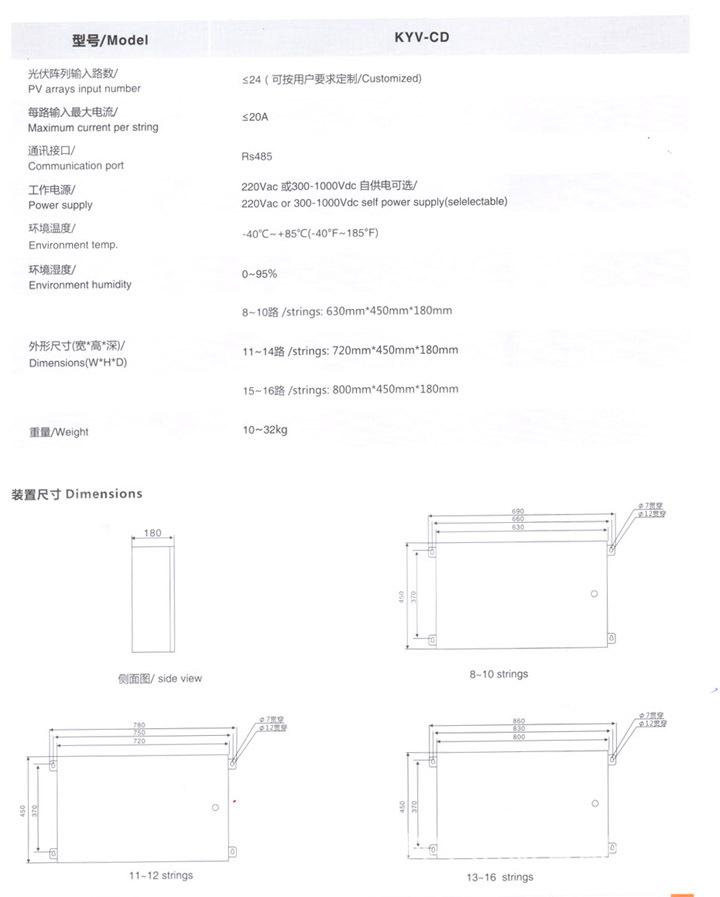 光伏汇流箱表格2