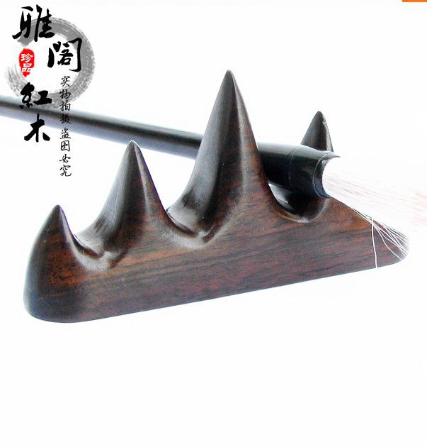 厂家直销新款实木毛笔搁黑梓木笔搁五指山笔搁文房用品红木工艺品