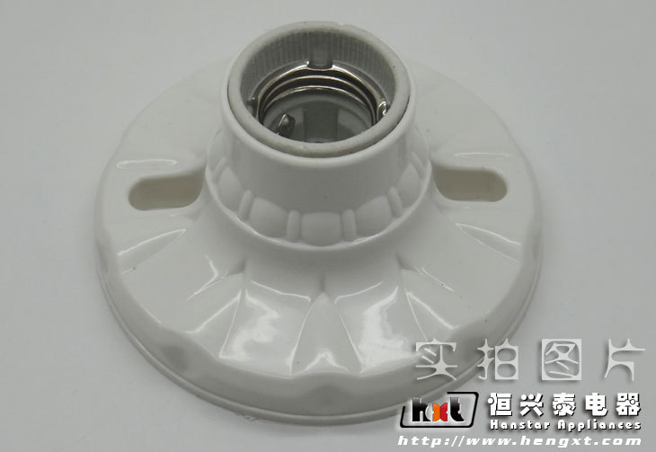 112圆型瓷口平灯座 优质原料E27通用螺口耐高温大功率陶瓷灯座