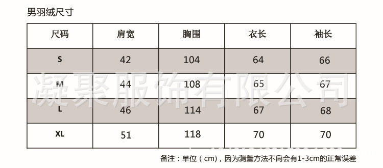 尺码表